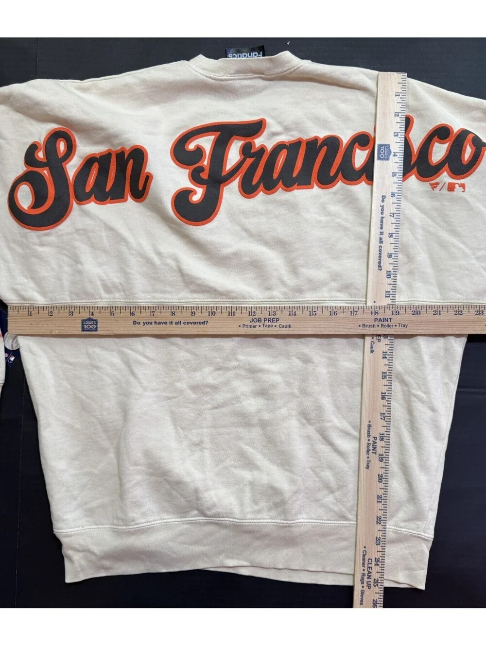 Fanatics San Francisco Giants Pennant Flag Fleece Sweatshirt Beige Mens S NWT